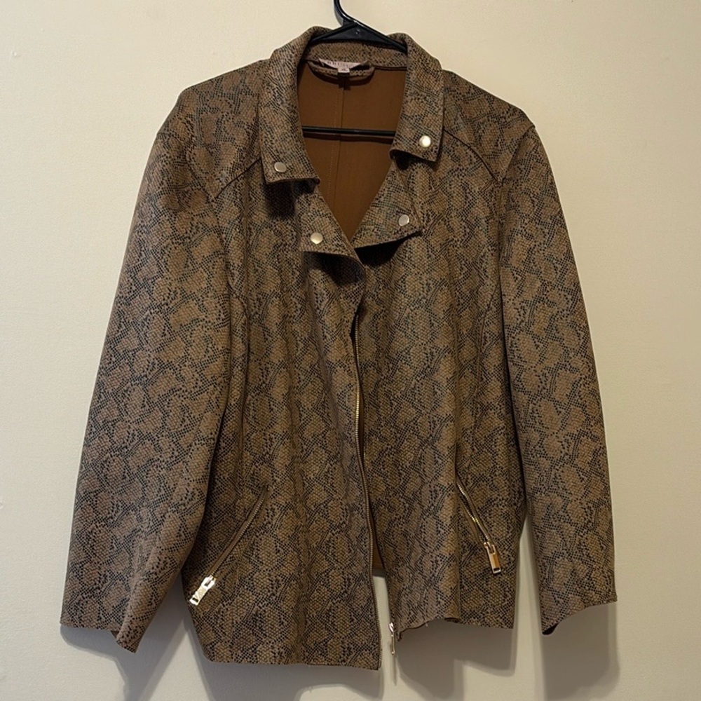 Philosophy Brown Leather Jacket with Textured Finish - Picture 1 of 8